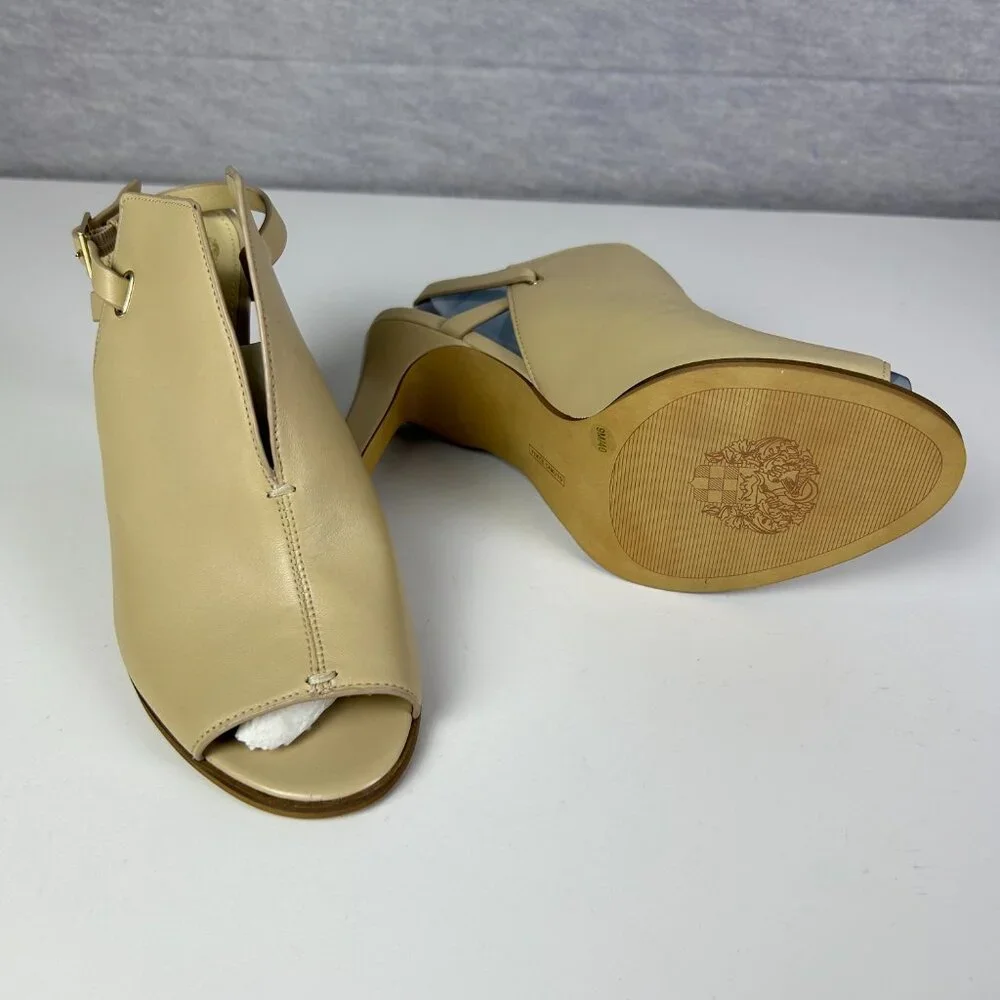 Vince Camuto Womens 9M Leather Sandals Millwood Arno Peep Toe Slingback NWB